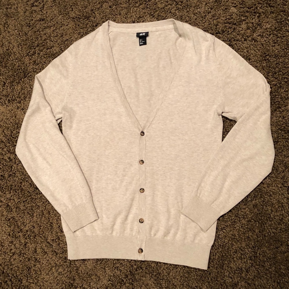 H&M Mens Oatmeal Beige Sweater Cardigan S